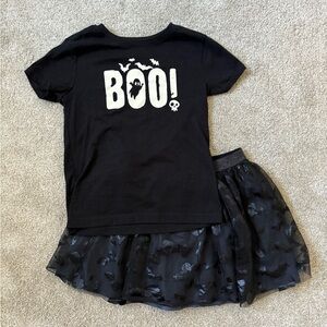 Black 'Boo!' T-Shirt and Skirt Set